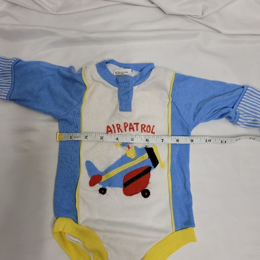 VINTAGE 90s air patrol airplane long‎ sleeve snap button bodysuit 6-12 months - Picture 9 of 9